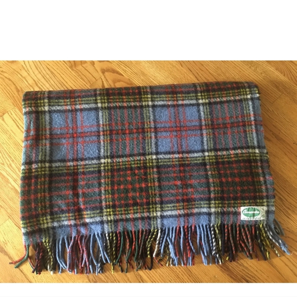Vintage Connemara Pure Wool Plaid Blanket Ireland Foxford 54”x72”